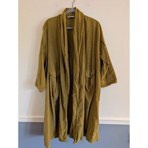 SAGA Made in Italy Corduroy Duster Coat Mustard Olive Green Open Front Lagenlook